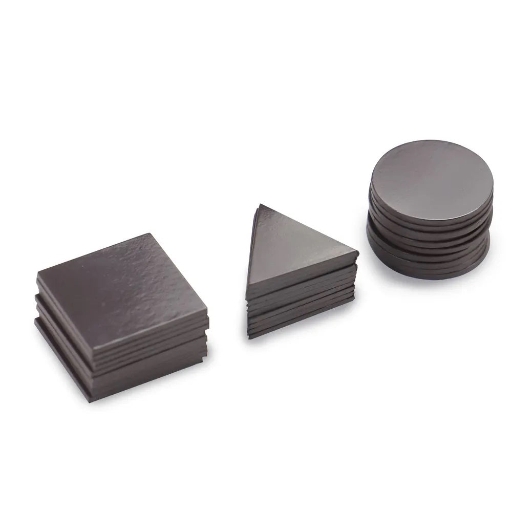Dekton Flexible Magnet Black 1.25-Inch Pack of 30 DT30925 | Assorted Shapes Circle-Triangle and Square | Cut to Size | Double-Sided Magnetised | Ideal for Hobbyists and Crafts | 10-Piece Circle | 10-Piece Square | 10-Piece Triangle | For