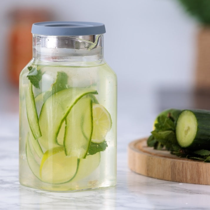 Kilner Square Glass Fridge Jug Clear 1.2Ltr 25.113 | Perfect for Storing Cold Drinks in the Fridge