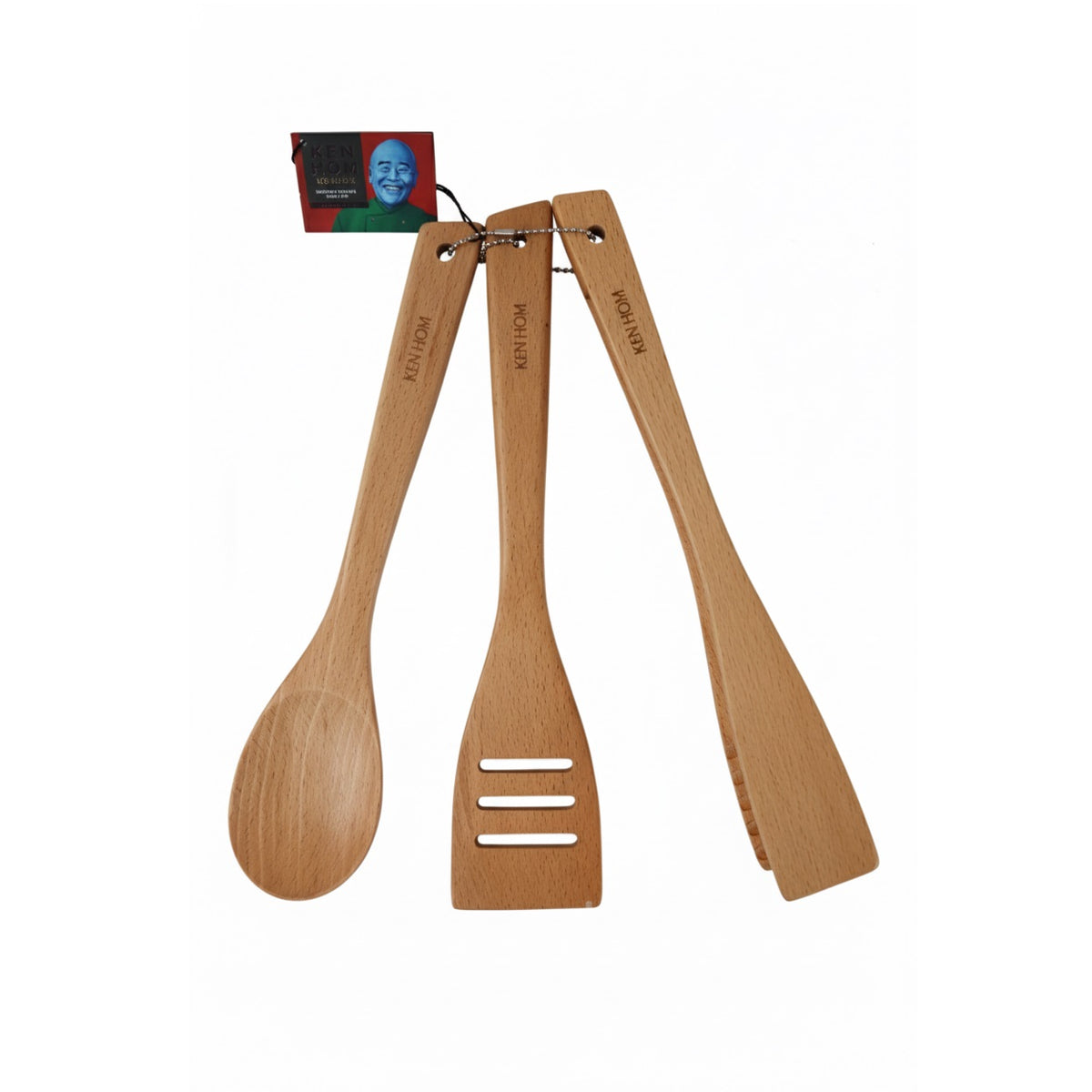 Ken Hom Wooden Cooking Tools Natural Set of 3 KH517