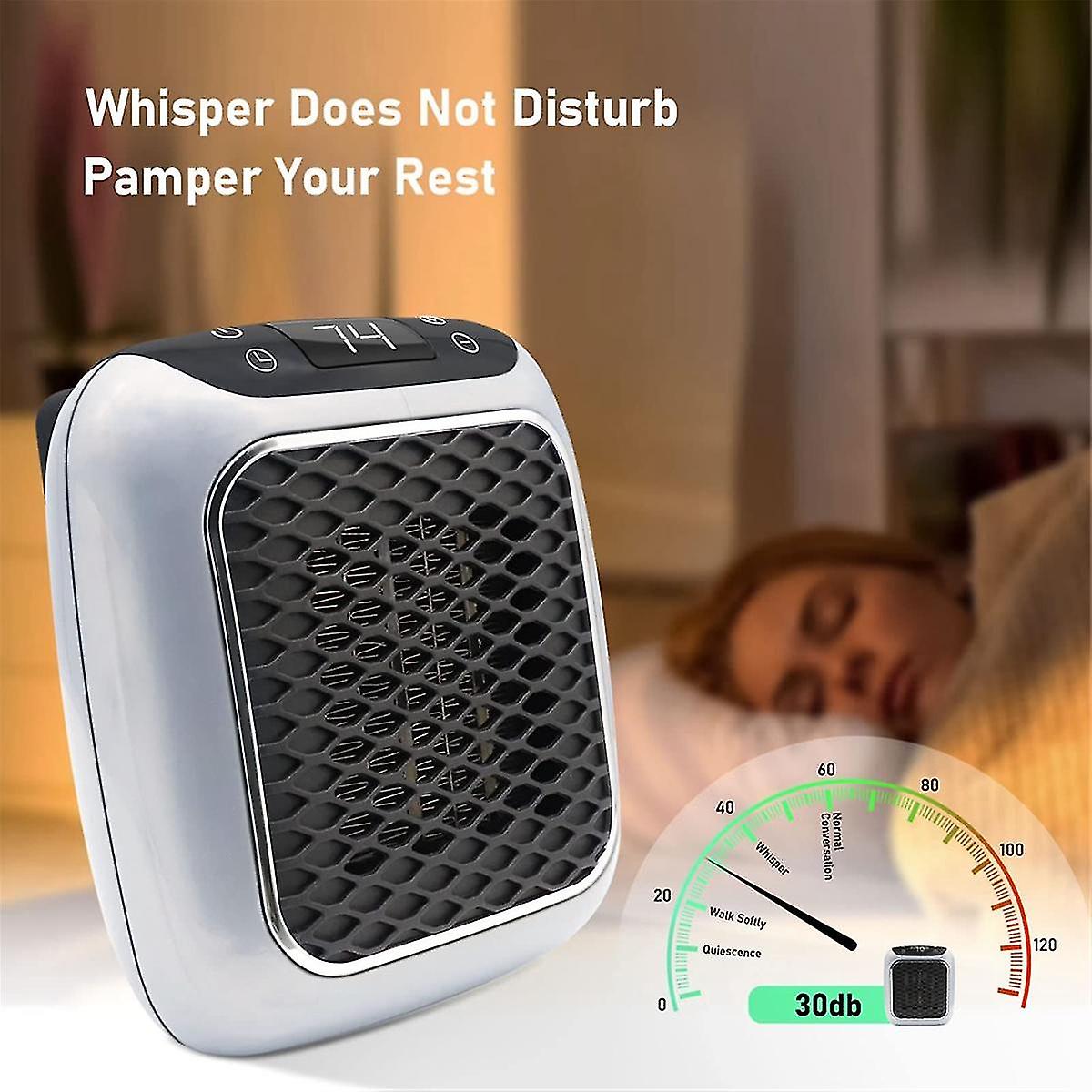 Kingavon Square Digital Plug In Heater Black and Grey HH196 | 600W | Portable Mini Wall Heater | With Remote Control | Adjustable Temperature 15 Degree C to 32 Degree C | 12Hr Adjustable Timer | Auto Power Off | 240V Compact Home Heater | LED Digital