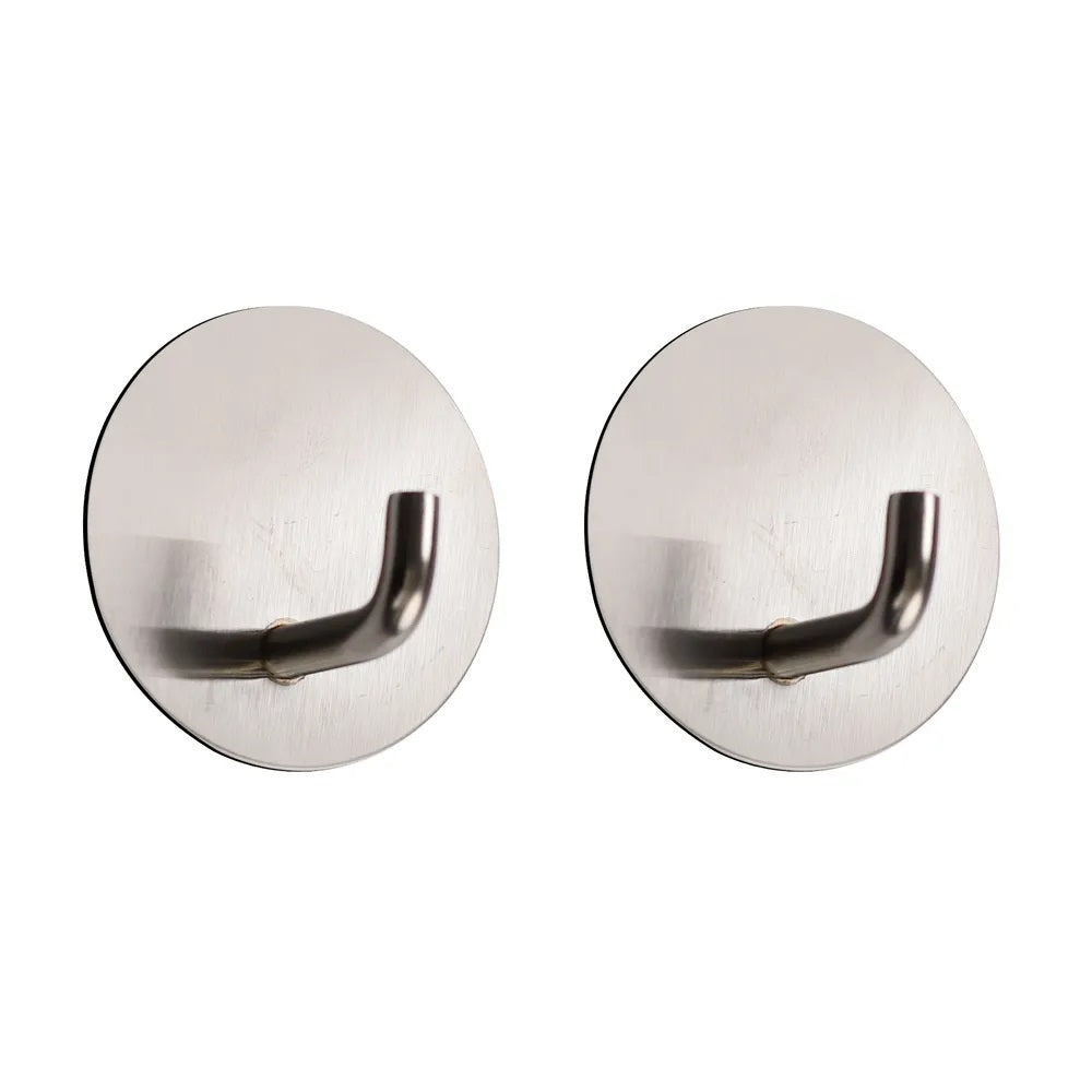 Dekton Self-Adhesive Stainless Steel Hooks Chrome 50mm x 50mm Pack of 2 DH04032 | Strong as a Gecko Grip | Holds 2.5kg | Rust-Proof | For Kitchen-Bathroom and Office | Easy Apply | Rental Safe - Perfect for Tenants | No Wall Damage | Comess Off Cleanly