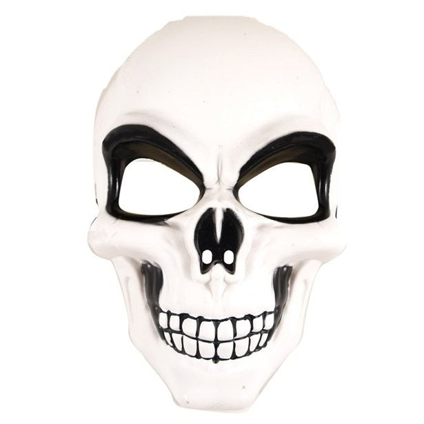 Henbrandt Adult Skull Face Mask White V09919A | Scary Skeleton Halloween Costume Accessory | Lightweight Plastic with Elastic Strap
