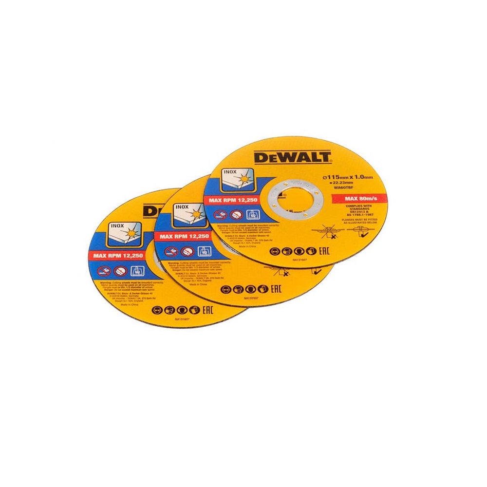 Dewalt Bonded Cutting Discs Tub Yellow 115mm x 1.0mm Pack of 50 DT20597-QZ