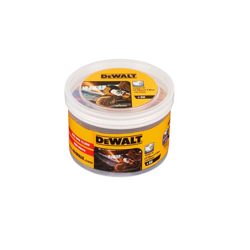 Dewalt Bonded Cutting Discs Tub Yellow 115mm x 1.0mm Pack of 50 DT20597-QZ