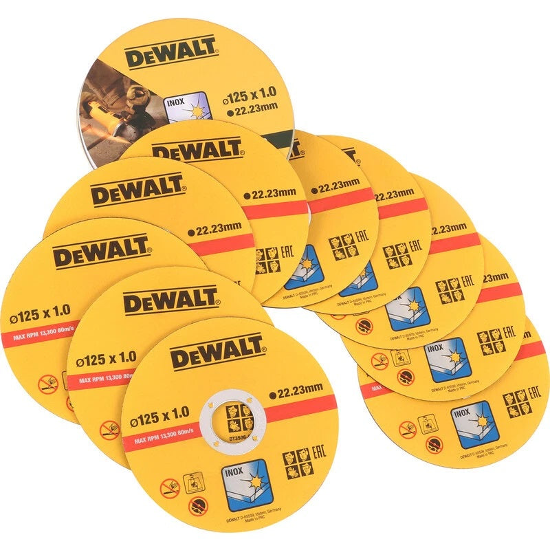 Dewalt Inox Cutting Discs Yellow 125mm x 1.0mm Pack of 10 DT3507-QZ