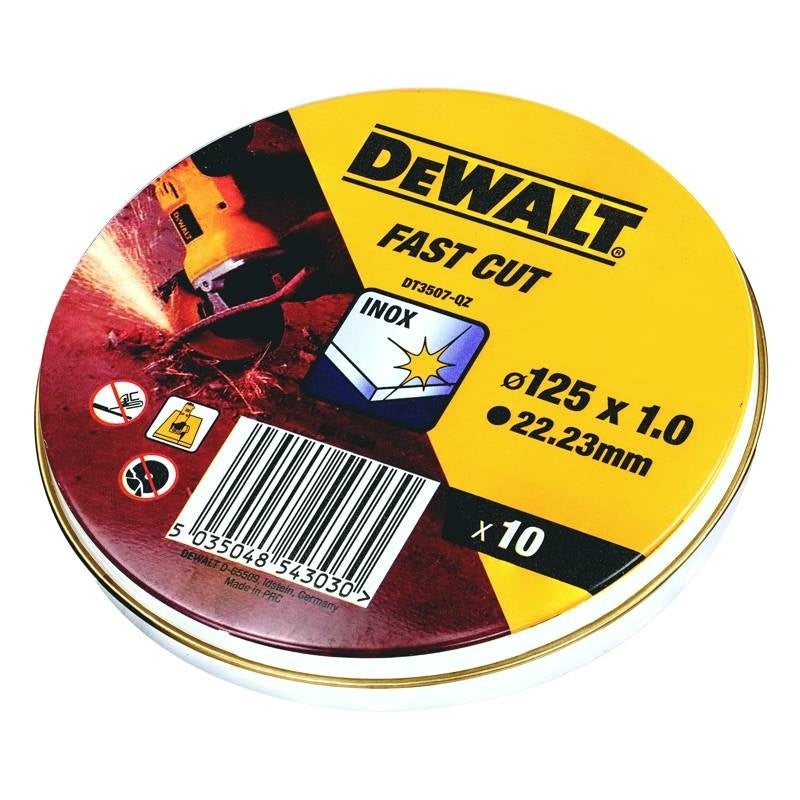 Dewalt Inox Cutting Discs Yellow 125mm x 1.0mm Pack of 10 DT3507-QZ
