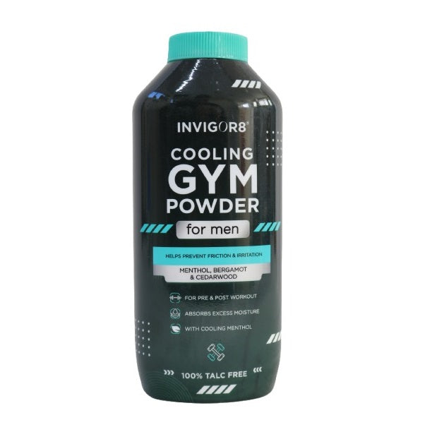 Invigor8 Cooling Gym Powder for Men Multicoloured 170g INV012 | Menthol-Bergamot and Cedarwood | Helps Prevent Friction and Irritation | Absorbs Excess Moisture | For Pre and Post Workout | 100 Percent Talc Free | With Cooling Menthol | Keeps Skin Fresh and Dry