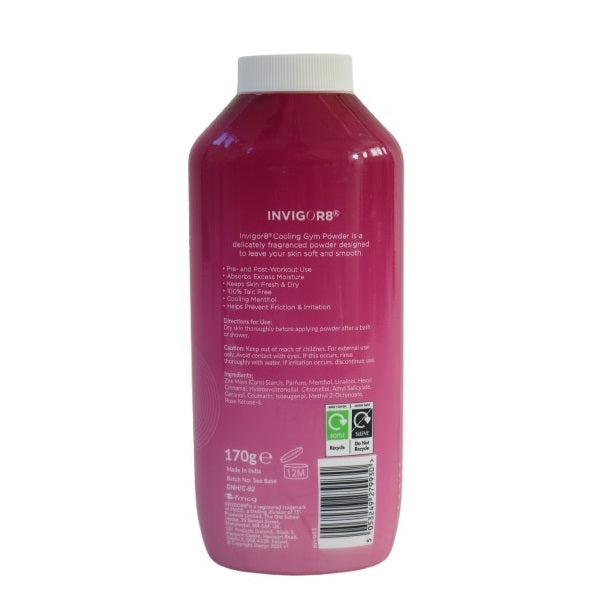 Invigor8 Cooling Gym Powder for Women Multicoloured 170g INV011 | Menthol-Jasmine and Rose | Helps Prevent Friction and Irritation | Absorbs Excess Moisture | For Pre and Post Workout | 100 Percent Talc Free | With Cooling Menthol | Keeps Skin Fresh and