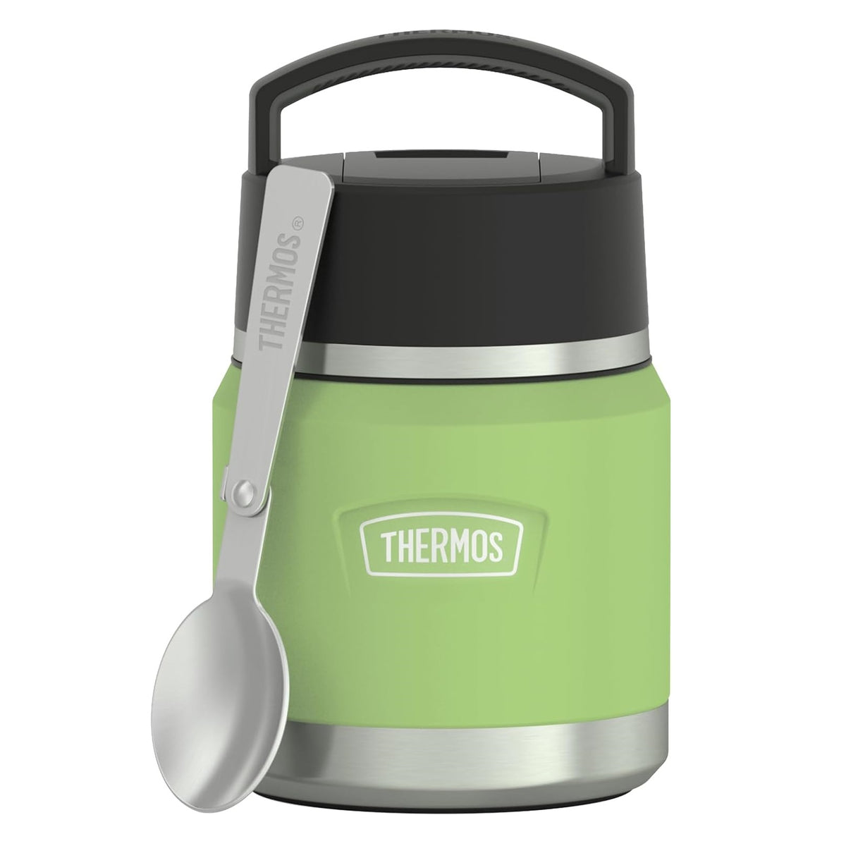 Thermos Icon Series Food Flask with Carry Handle Lime Green 355ml 223553 | Includes Stainless Steel Spoon | Vacuum Insulated Stainless Steel | 8-Hrs Hot and 18-Hrs Cold | Leakproof | Durable and Portable | Non-slip Base | Pressure Relief Stopper