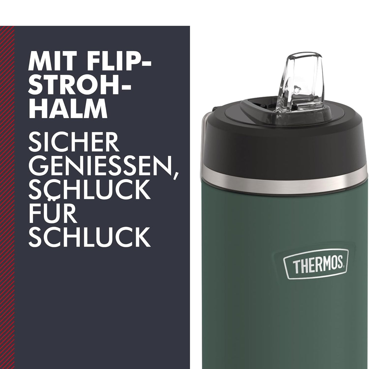 Thermos Icon Series Flip Lid Bottle Rock Cap Green 710ml 217424 | Vacuum Insulated Stainless Steel Flask | Keeps Drinks Cold for 24Hrs | Durable Leak-Proof Travel Water Bottle | Dishwasher Safe | Flip-up Straw | Non-slip Base | Easy Carry Handle