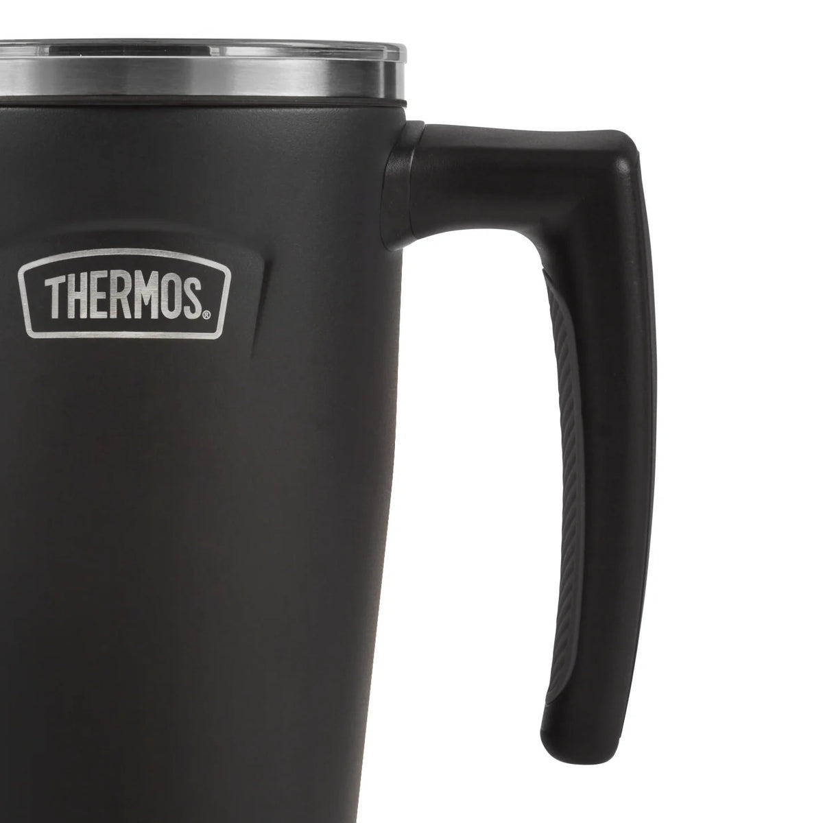 Thermos Icon Series Glide Travel Mug Granite Black 9.7cm x 13.2cm x 21.8cm 530ml 400g 285976 | Vacuum Insulated Stainless Steel Mug | Keeps Drinks Cold for 22Hrs and Hot for 6Hrs | Durable Leak-Proof Travel Water Bottle | Dishwasher Safe | Cup Holder