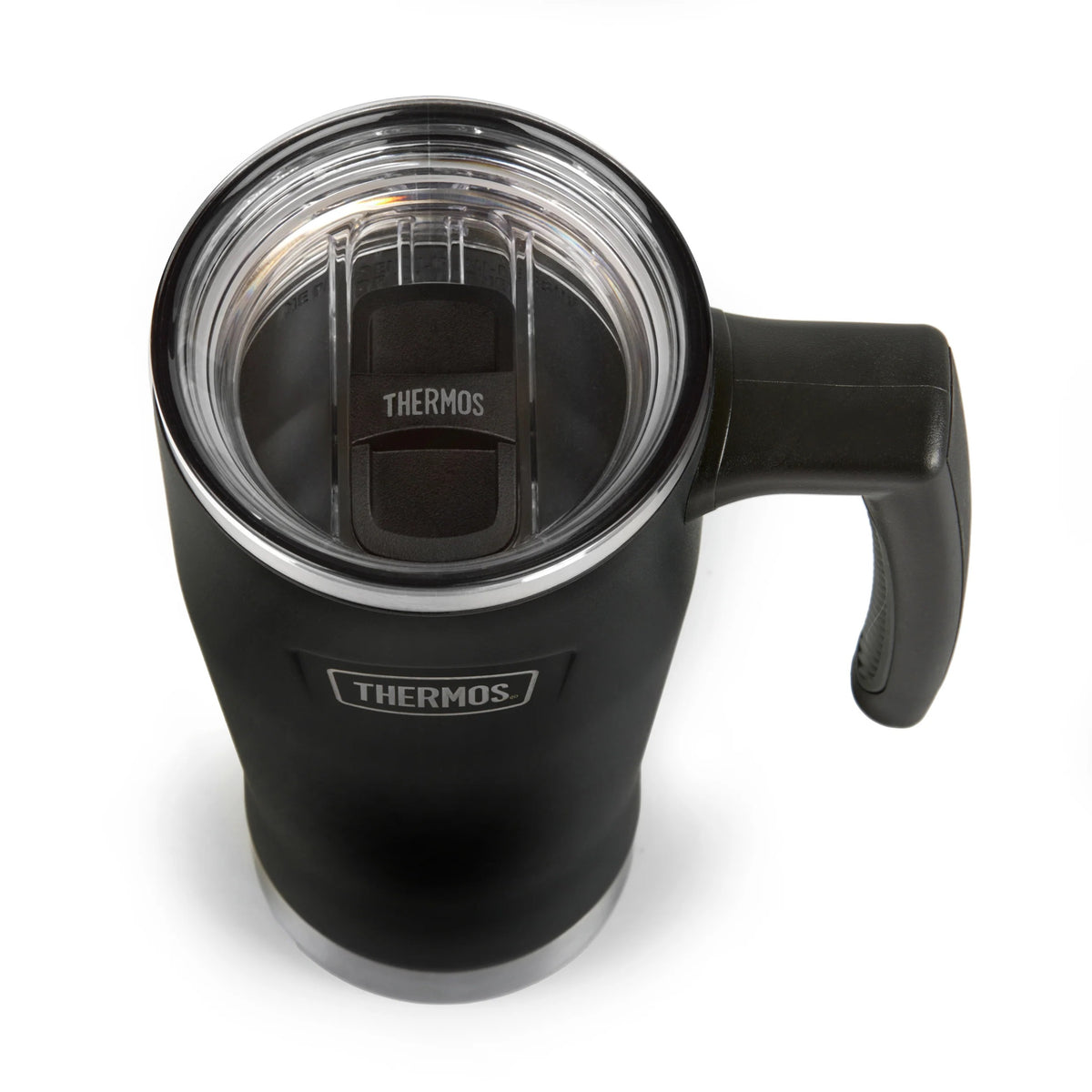 Thermos Icon Series Glide Travel Mug Granite Black 9.7cm x 13.2cm x 21.8cm 530ml 400g 285976 | Vacuum Insulated Stainless Steel Mug | Keeps Drinks Cold for 22Hrs and Hot for 6Hrs | Durable Leak-Proof Travel Water Bottle | Dishwasher Safe | Cup Holder
