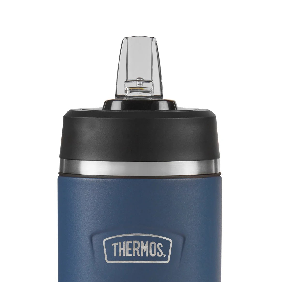 Thermos Icon Series Flip Lid Bottle Solent Navy 8cm x 8cm x 24cm 710ml 420g 251693 | Vacuum Insulated Stainless Steel Flask | Keeps Drinks Cold for 24Hrs | Durable Leak-Proof Travel Water Bottle | Dishwasher Safe | Flip-up Straw | Non-slip Base | Easy