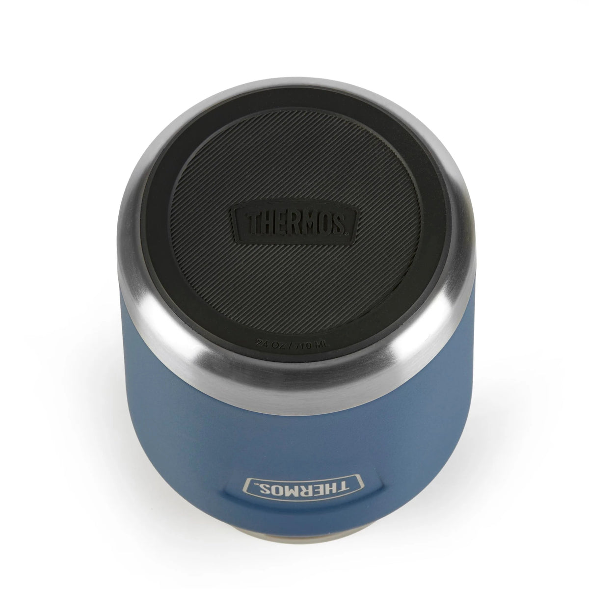 Thermos Icon Series Food Flask Solent Navy 10cm x 10cm x 18.5cm 710ml 510g 230162 | Includes Stainless Steel Spoon | Vacuum Insulated Stainless Steel | 14-Hrs Hot and 24-Hrs Cold | Leakproof | Durable and Portable | Non-slip Base | Insulated Pressure