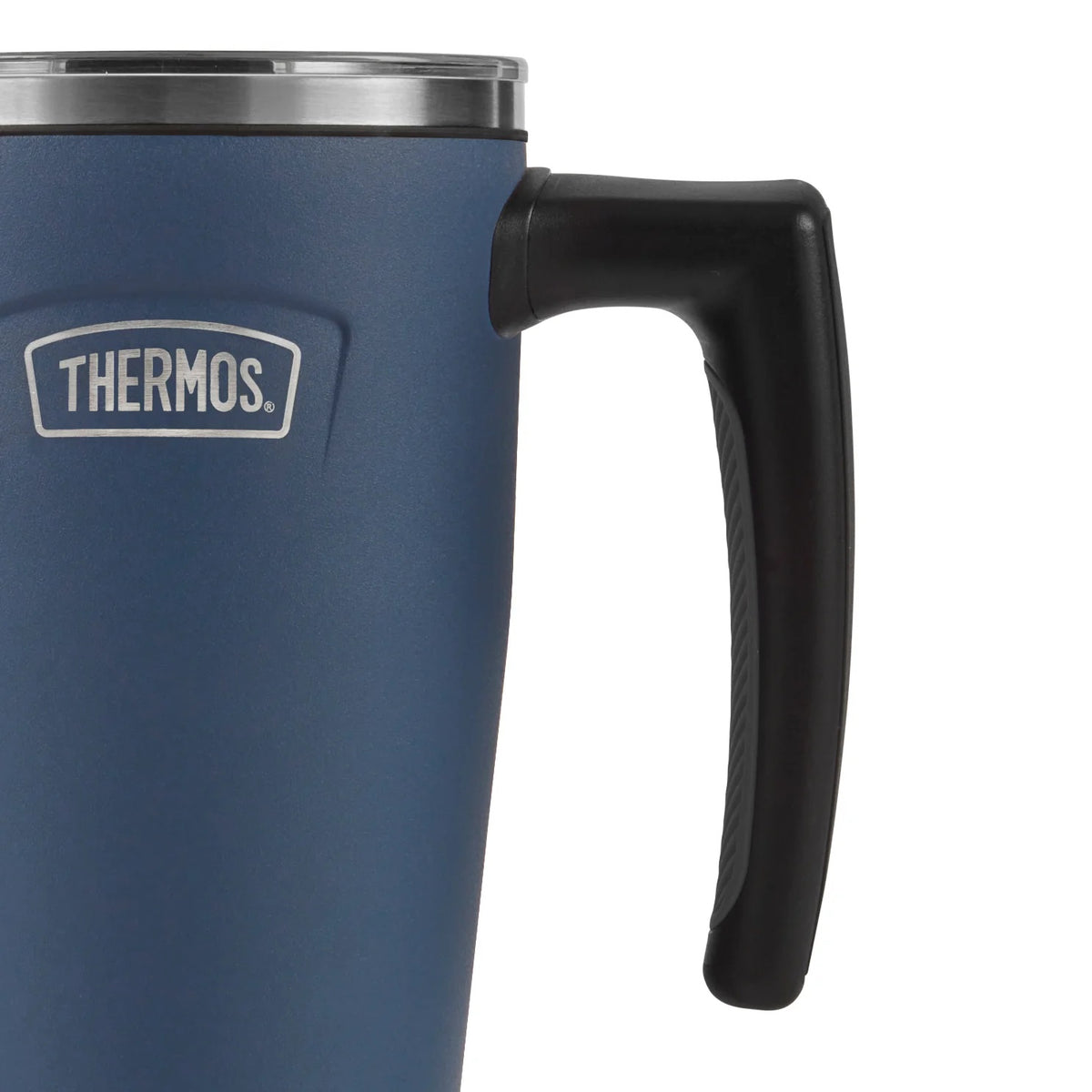 Thermos Icon Series Glide Travel Mug Solvent Navy 9.7cm x 13.2cm x 21.8cm 530ml 400g 239777 | Vacuum Insulated Stainless Steel Mug | Keeps Drinks Cold for 22Hrs and Hot for 6Hrs | Durable Leak-Proof Travel Water Bottle | Dishwasher Safe | Cup Holder