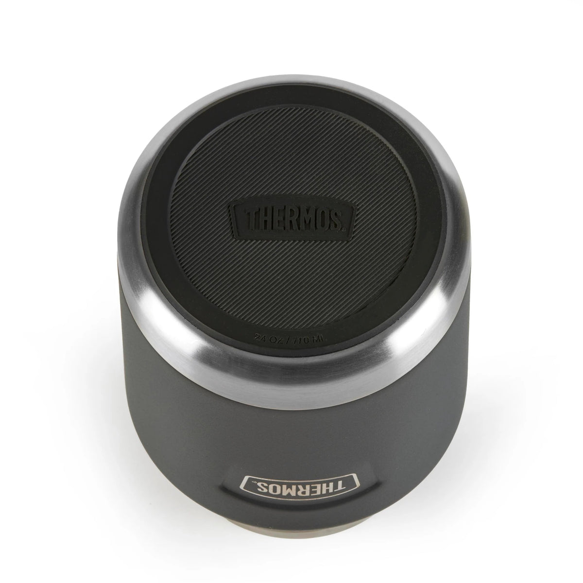 Thermos Icon Series Food Flask Granite Black 10cm x 10cm x 18.5cm 710ml 510g 230155 | Includes Stainless Steel Spoon | Vacuum Insulated Stainless Steel | 14-Hrs Hot and 24-Hrs Cold | Leakproof | Durable and Portable | Non-slip Base | Insulated Pressure