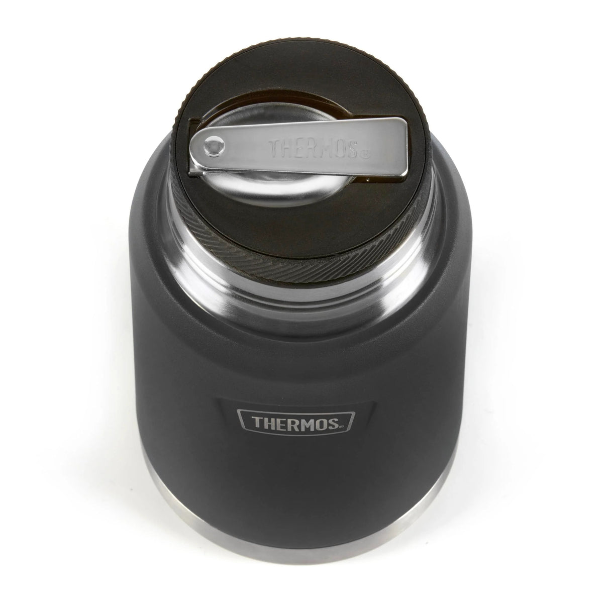 Thermos Icon Series Food Flask Granite Black 10cm x 10cm x 18.5cm 710ml 510g 230155 | Includes Stainless Steel Spoon | Vacuum Insulated Stainless Steel | 14-Hrs Hot and 24-Hrs Cold | Leakproof | Durable and Portable | Non-slip Base | Insulated Pressure