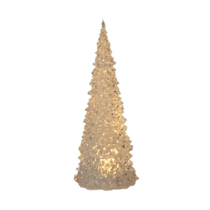 LED Crystal Christmas Tree Light Transparent 17cm 109990020 | Warm White Glow | Battery Operated Holiday Decoration | For Home-Party and Festive Decor | Requires 3 AG10 Batteries