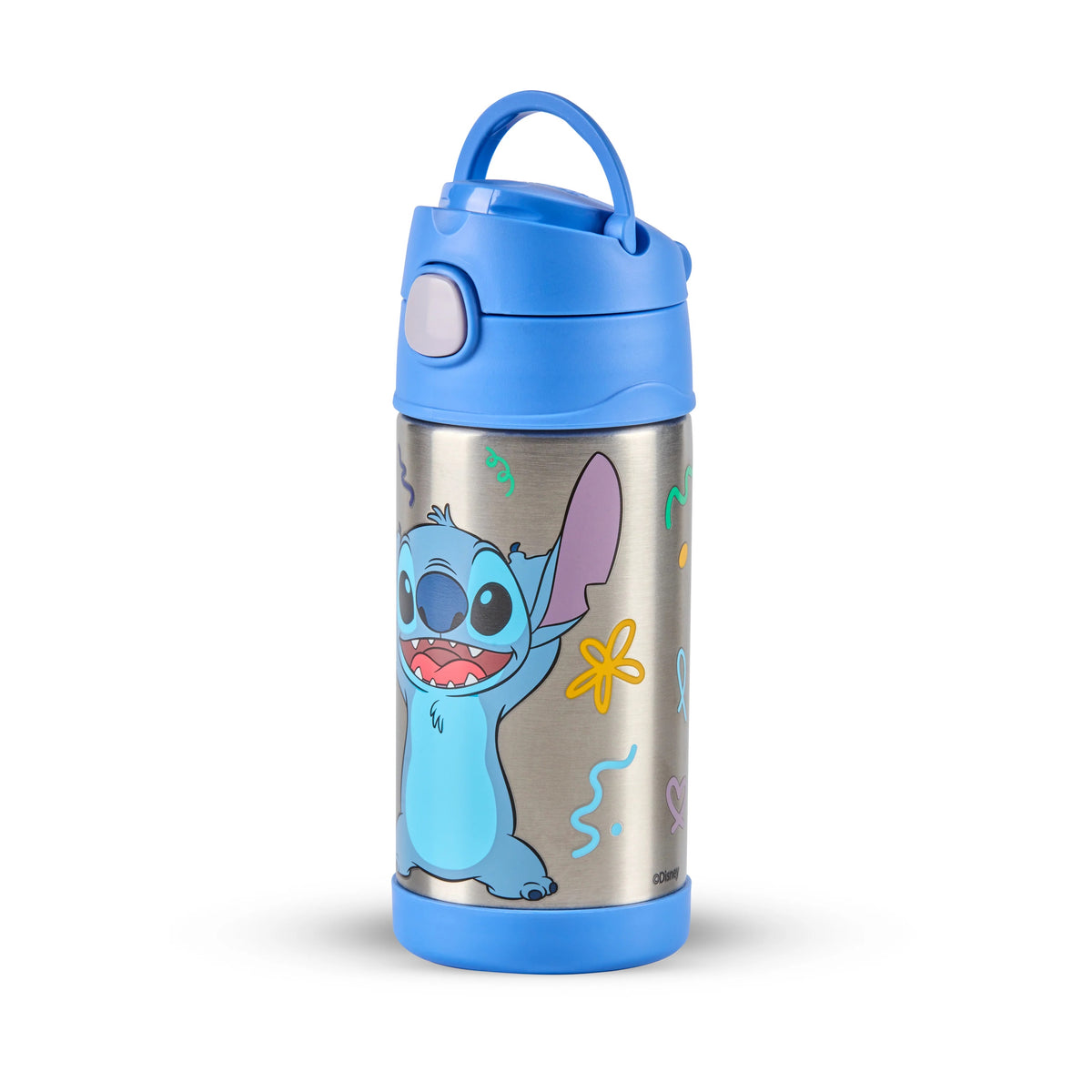 Thermos Funtainer Stainless Steel Water Bottle Blue 355ml 7cm x 7cm x 19cm 210g 200707 | Stitch Design | Vacuum Insulated Kids Water Bottle | Keeps Drinks Cold for 12Hrs | Not for Hot Liquids