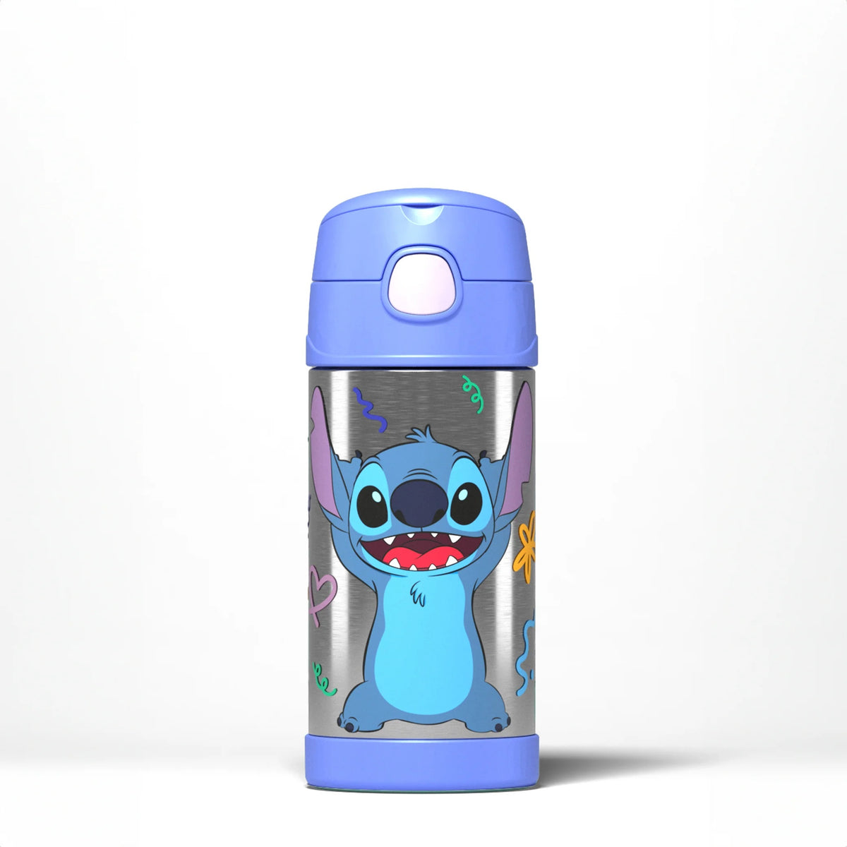 Thermos Funtainer Stainless Steel Water Bottle Blue 355ml 7cm x 7cm x 19cm 210g 200707 | Stitch Design | Vacuum Insulated Kids Water Bottle | Keeps Drinks Cold for 12Hrs | Not for Hot Liquids