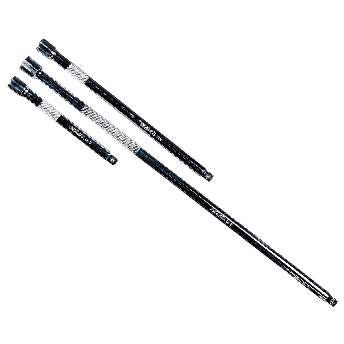 Amtech Drive Extension Bar Chorme Pack of 3 I3805 | Extensions Sizes - 75mm-150mm-225mm | Chrome Vanadium Steel | High Strength Alloy Steel with CRV Plating for Durability | Compatible with 0.38-Inch Drive Sockets