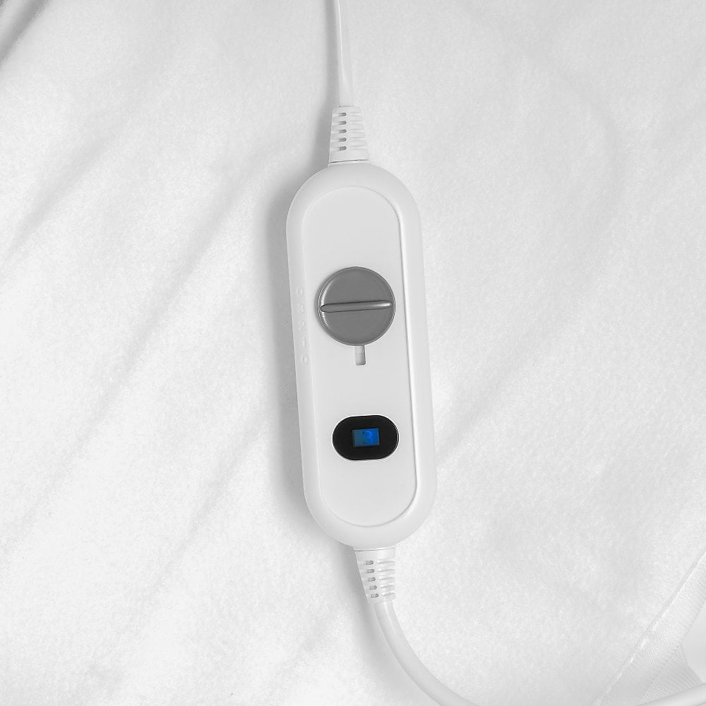 Daewoo Double Electric Heated Blanket White 120cm x 135cm HEA1909 | 3 Heat Settings | Easy Fit Straps | Machine and Hand Washable | Overheat Protection | Detachable Controller