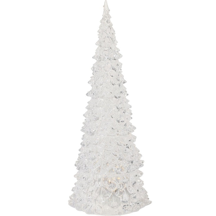 LED Crystal Christmas Tree Light Transparent 12cm 109990010 | Warm White Glow | Battery Operated Holiday Decoration | For Home-Party and Festive Decor | Requires 3 AG10 Batteries