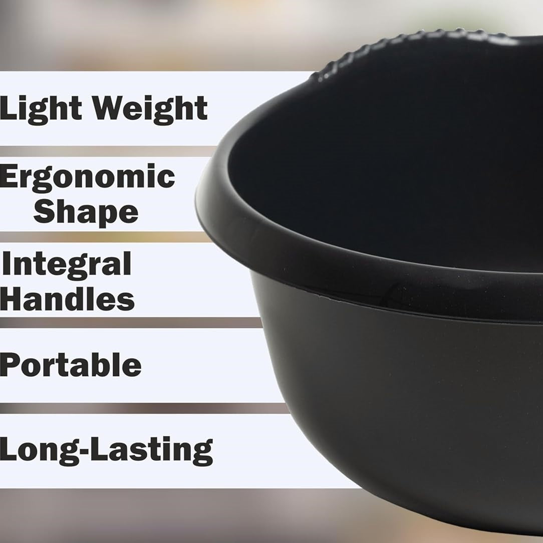 Wham Round Casa Bowl 32cm Midnight Black 17155 | Durable Plastic Mixing and Washing Bowl | Lightweight and Easy to Clean | Ideal for Kitchen-Laundry and Household Use
