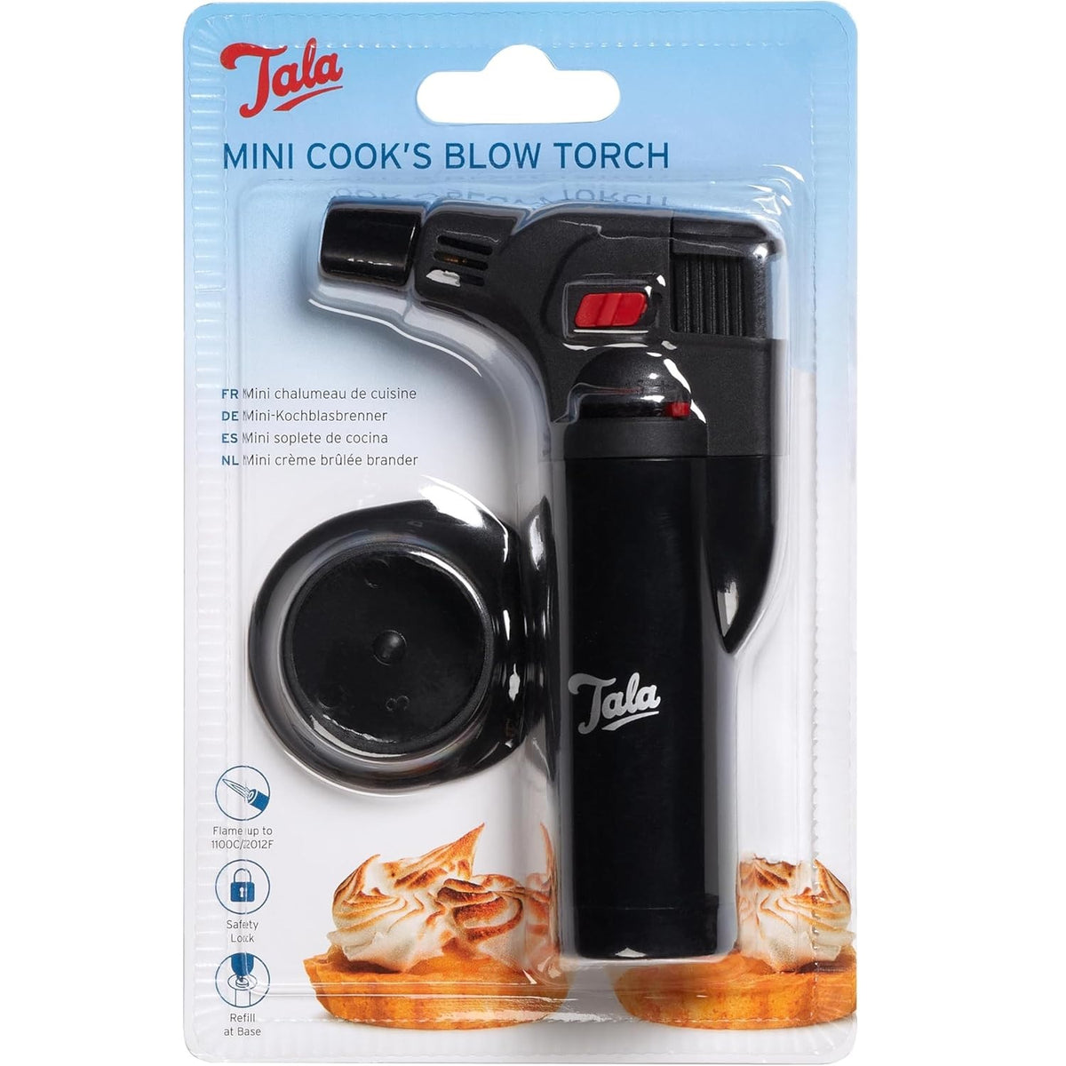 Tala Mini Cook Blow Refillable Torch Black 3.5cm x 10.5cm x 16.5cm 10A35221 | Kitchen Culinary Torch with Safety Lock | Flame up to 1100C | Ideal for Creme Brulre-Meringue and More