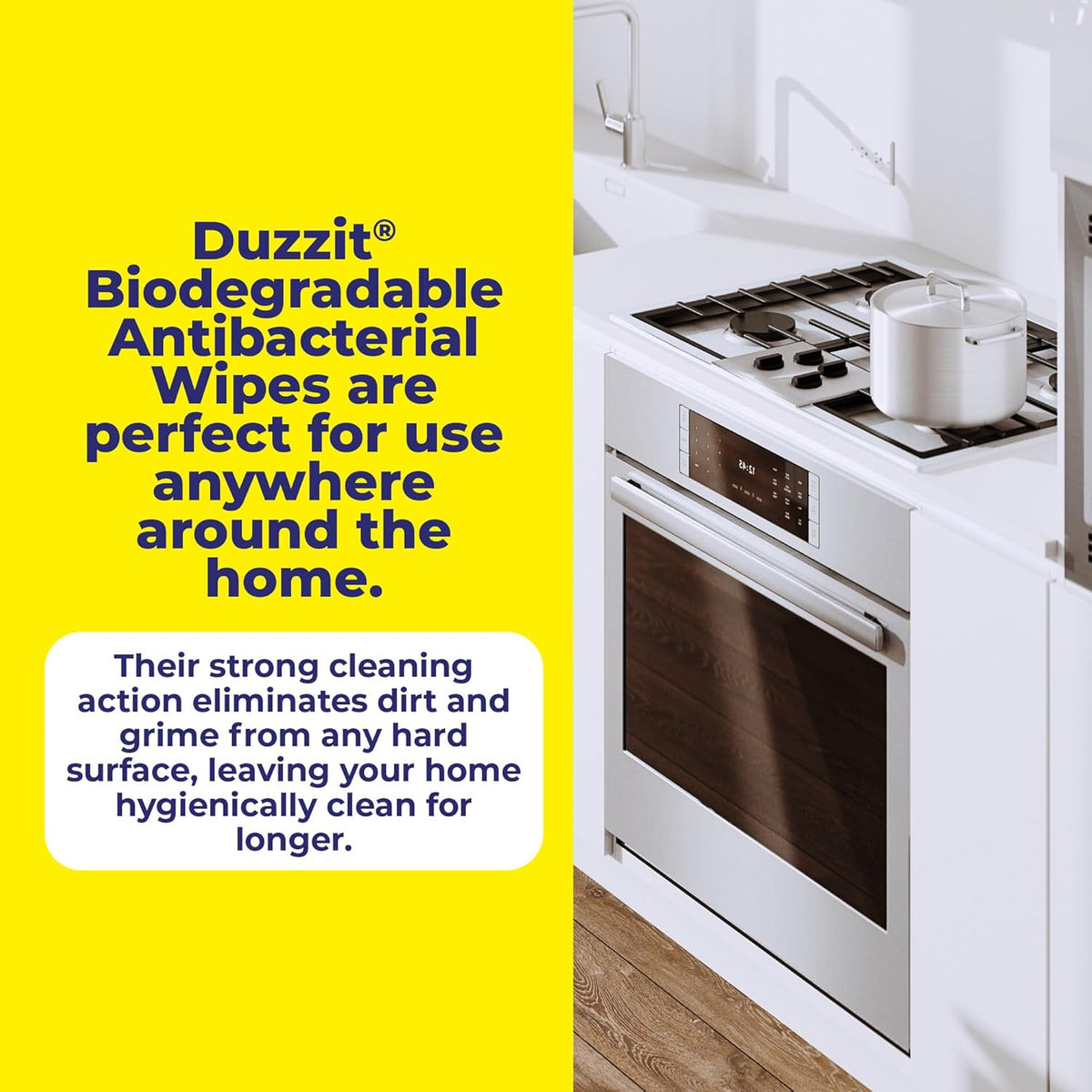 Duzzit Anti-Bac Wipes Citrus Fresh Multicoloured Pack of 60 DZT1202 | 100 Percent Biodegradable Cleaning Wipes | Made from Plant Fibres | Kills Bacteria | For Kitchen-Bathroom and Household Surfaces | Long Lasting Fresh Scent