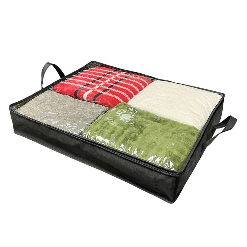 Country Club Underbed Storage Bag with Reinforced Handles Black 74cm x 58cm x 14cm STO235337 | Compact Design | Ideal for Under Beds | Folds Down When Not in Use | Double Zip Lid