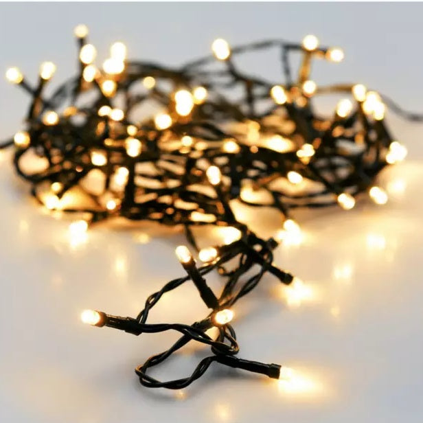 192 LED Warm White Christmas Lights Black 14.5Mtr AX9810160 | With 8 Memory Functions | Perfect for Holiday Decorations | 6Hr Timer