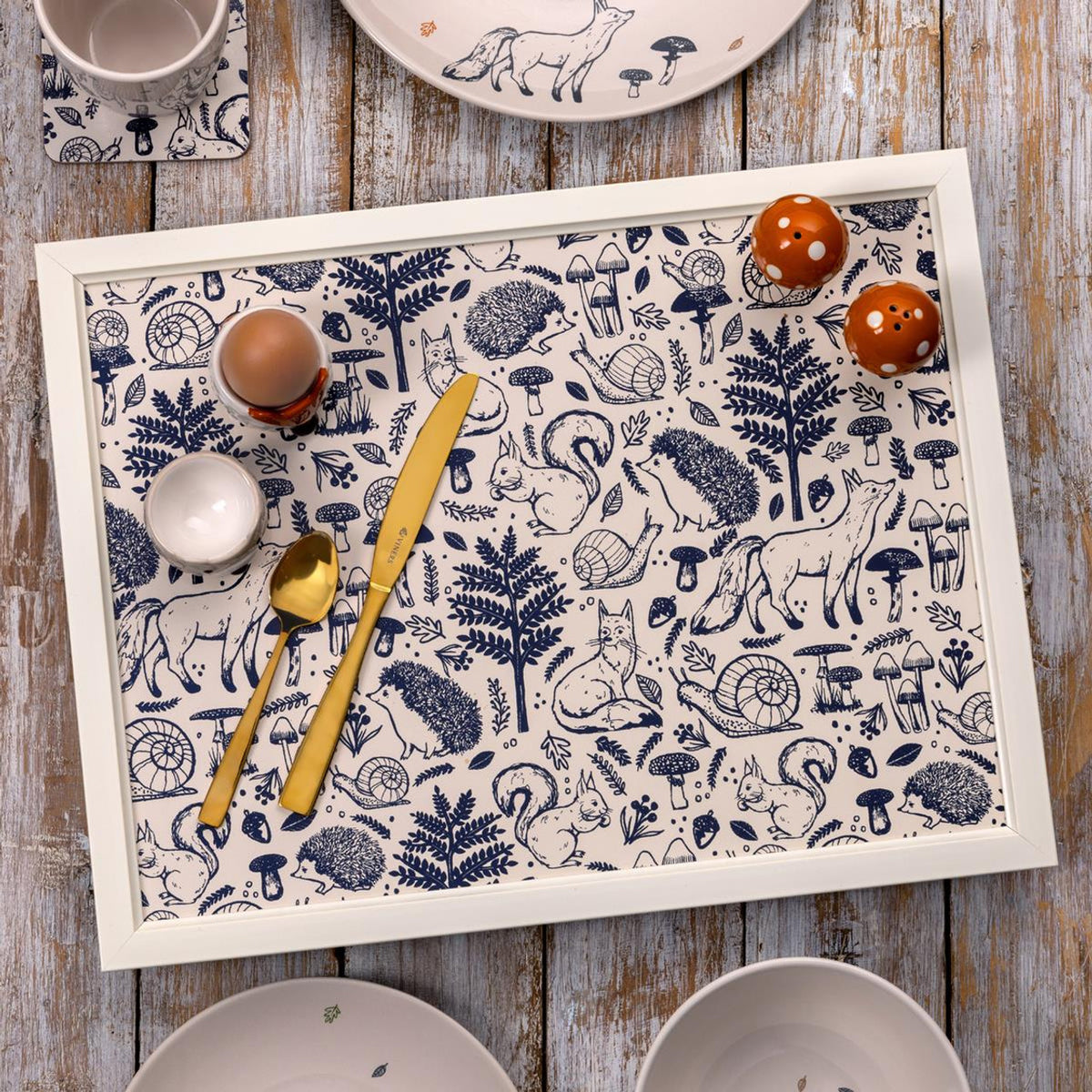 Price and Kensington Woodland Lap Tray White H44cm x W34cm D5cm 59.747