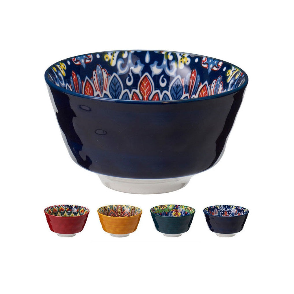 Decorated Printed Porcelain Bowls Assorted Colours 350ml Pack of 1 Q05000020 | Serving Bowls for Snacks-Dessertsand Salads