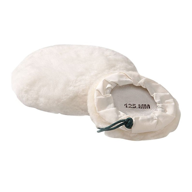 National Abrasives Polishing Bonnets and Backing Pads White 125mm 6933 | 100 Percent Merino Lambs Wool Buffing Pad | For Car and Marine Use | Professional Finishing and Polishing Bonnet for DIY Enthusiasts | Hook and Loop or Tie on | For Hand Held Applications