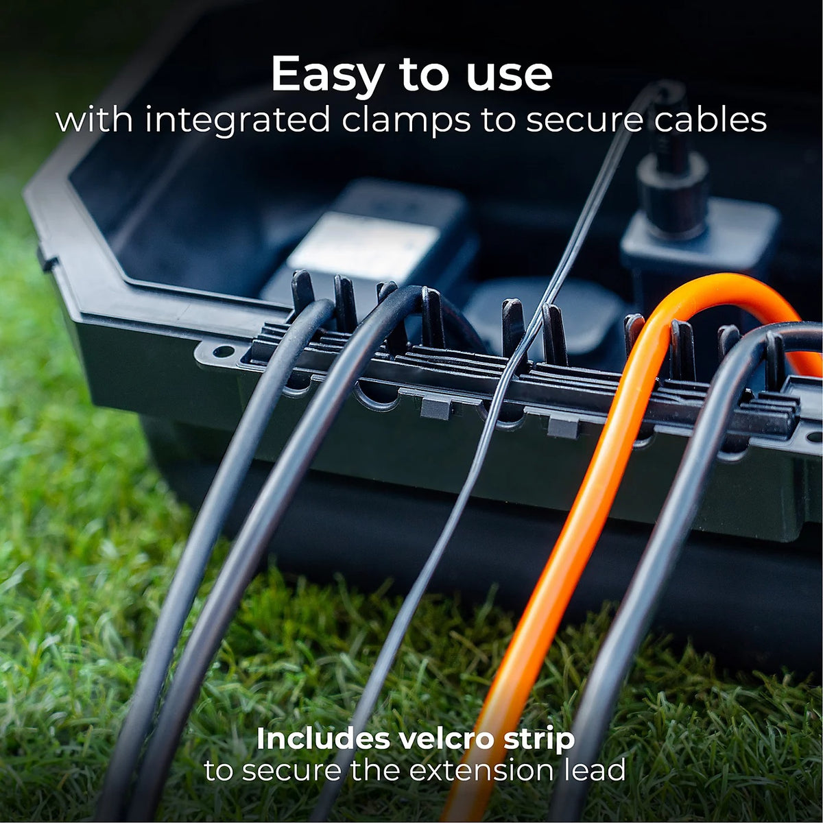 Masterplug Outdoor Weatherproof Power Kit Black WDBC84BP | 4 Socket | 8Mtr Extension Lead | IP54 Rated | Safe Power Solution for Garden and DIY Use | Ideal for Festive Lights and Outdoor Tools | 13A Rated | Collapsible Design