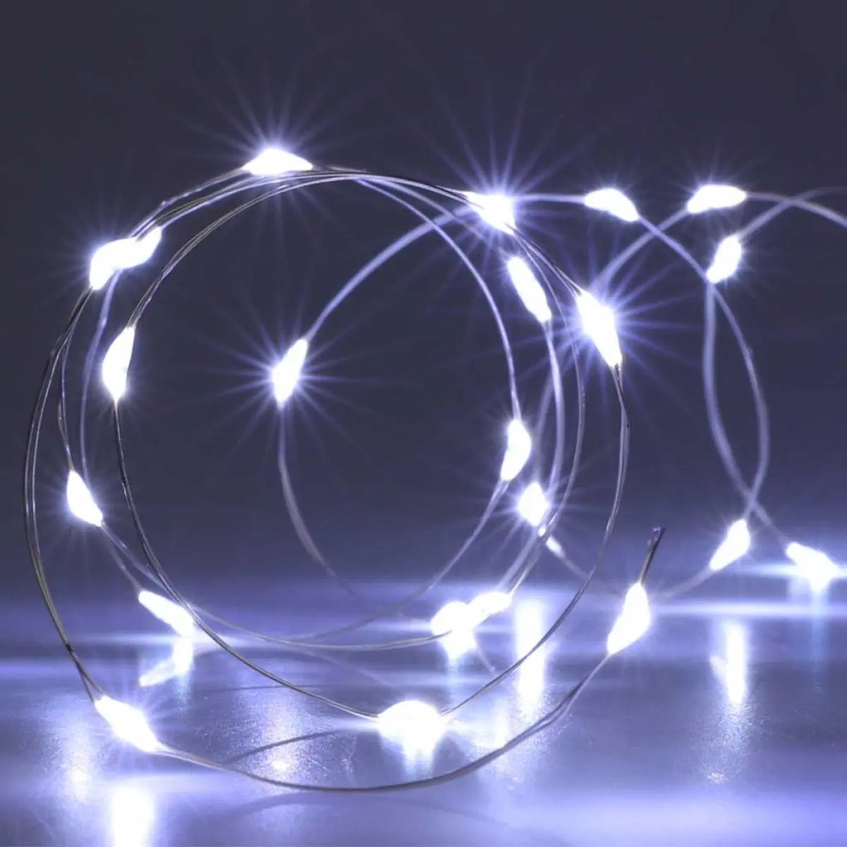 Battery Operated Silver Wire 40 LED Lights with Timer White 195cm AX9730520
