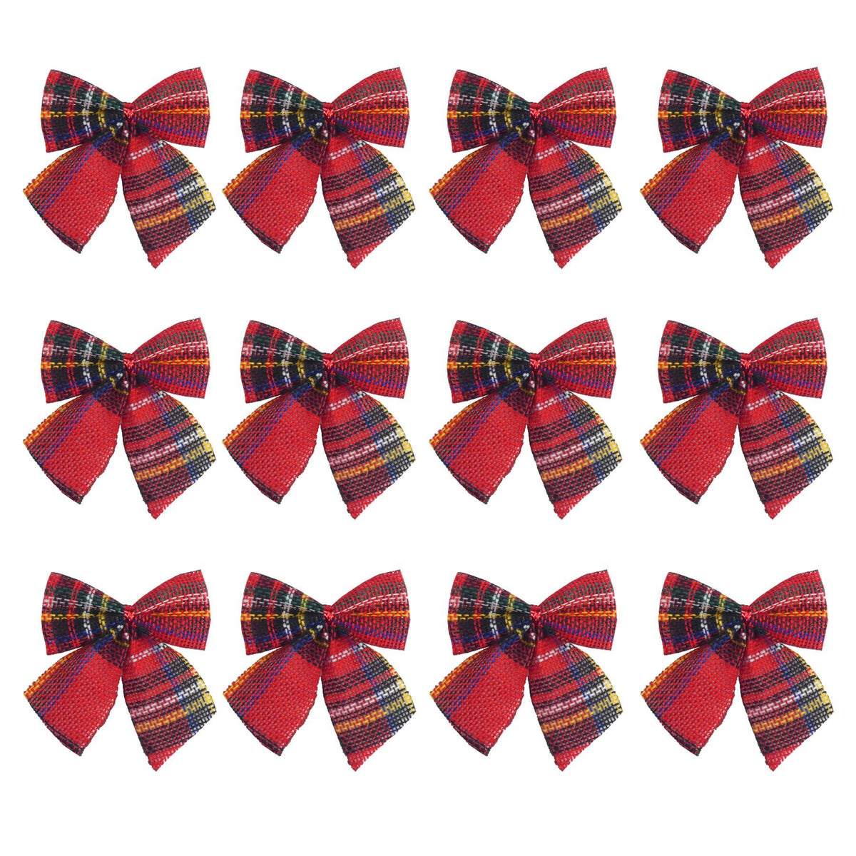 Davies Products Tartan Christmas Bows Red Tartan 6cm Pack of 12 57299 | Holiday Decor for Crafts-Gift Wrapping-Wreaths and Christmas Trees