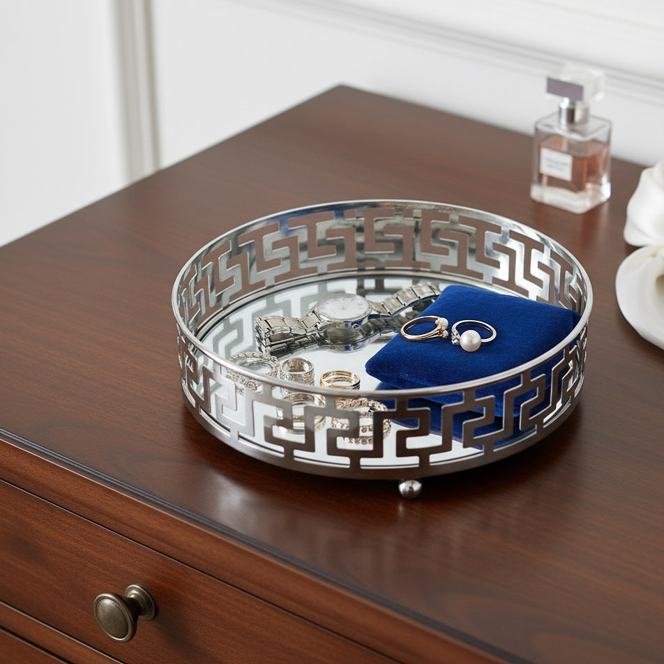 SIL Interiors Chrome Plated Mirror Tray Silver 15cm x 5cm OR2003