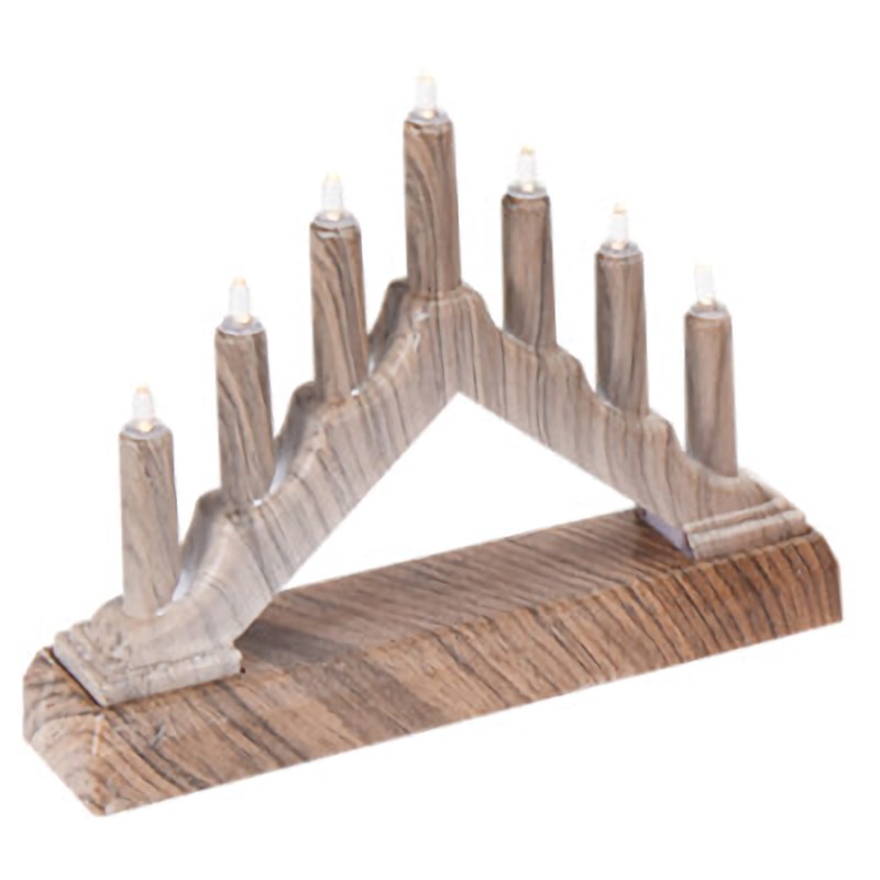 Wooden Bridge Candlelights Assorted Colours Pack of 1 AX5330080 | Warm White LED Lights | Traditional Christmas Candle Bridge Lights | Window Candle Lights | Features Seven Warm Bulbs