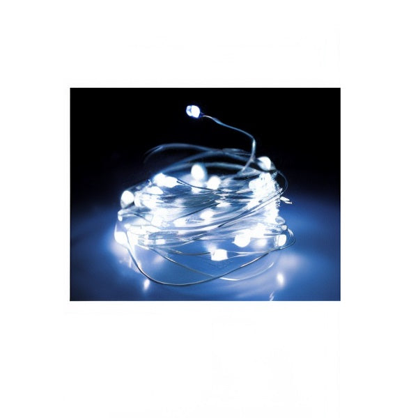 198 LED Silver Wire Lights with Timer White AMZ800040 | Plus 6 Hour Timer