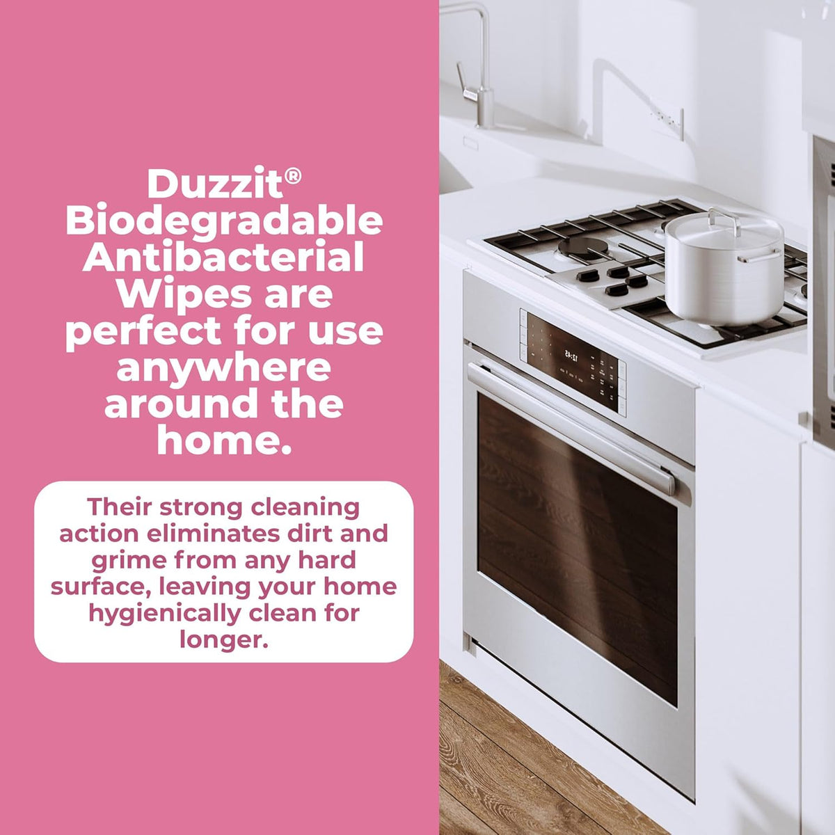 151 Duzzit Anti-Bac Wipes Grapefruit White Pack of 60 DZT1203 | 100 Percent Biodegradable | Kills Bacteria | Multi-Surface Cleaner | For Kitchen Surface | Waste Bins | Bathroom and More