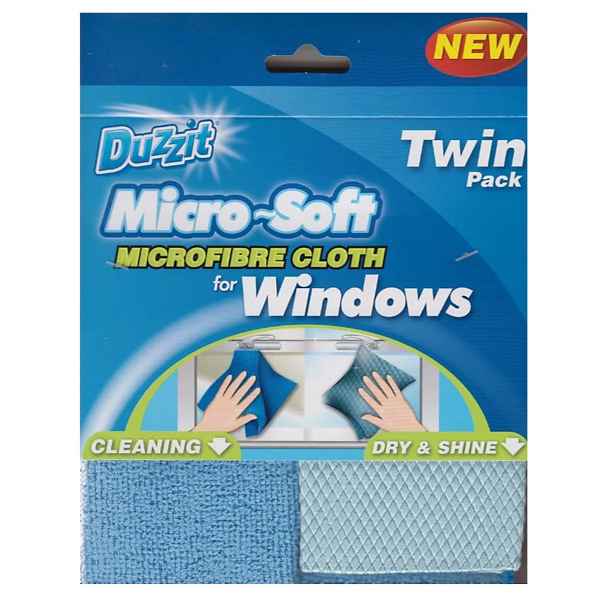 151 Duzzit Micro-Soft Microfibre Cloth for Windowss Blue Pack of 2 DZT1097 | For Cleaning and Dry-Shine | Smear-Free Shine | Chemical-Free Cleaning | Long-Lasting | Eco-Friendly | Perfect for Mirrors-Granite-Marble and Most Shiny Surfaces | Removes