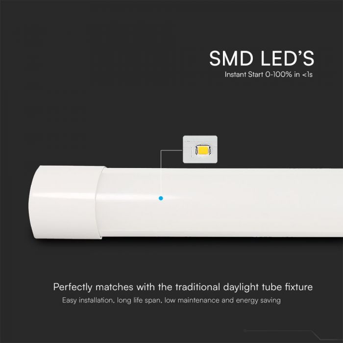V-Tac 3 in 1 Colour Changing LED White 40W 4Ft 1166mm x 76mm x 24mm 23680 | Prismatic Fitting | 120 Degree Beam Angle | 220-240V 50Hz Input Voltage | 85 Percent Energy Saving | Super Bright 120 Plus LM-Watt Efficiency | 4800 Lumens Sphere 360 Degree