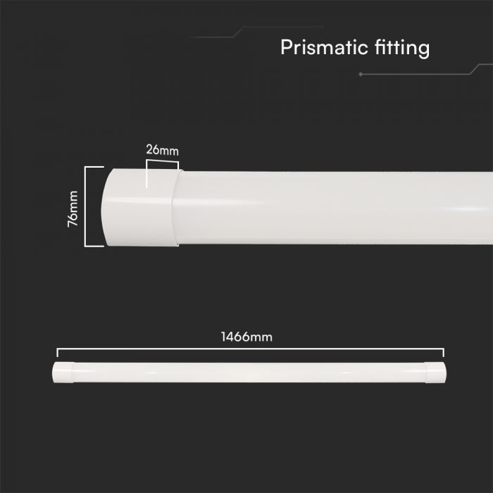 V-Tac 3 in 1 Colour Changing LED White 50W 5Ft 1466mm x 76mm x 24mm 23681 | Prismatic Fitting | 120 Degree Beam Angle | Super Bright 120 Plus LM-Watt Efficiency | 85 Percent Energy Saving | 220-240V 50Hz Input Voltage | 6000 Lumens Sphere 360 Degree