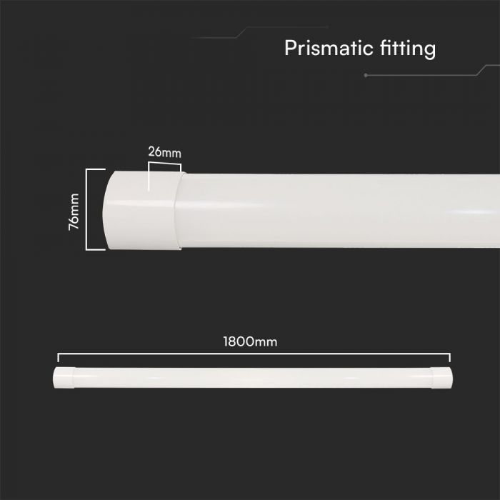 V-Tac 3 in 1 Colour Changing LED White 60W 6Ft 1800mm x 76mm x 26mm 23682 | Prismatic Fitting | 120 Degree Beam Angle | 85 Percent Energy Saving| Super Bright 120 Plus LM-Watt Efficiency | 220-240V 50Hz Input Voltage | 7200 Lumens Sphere 360 Degree