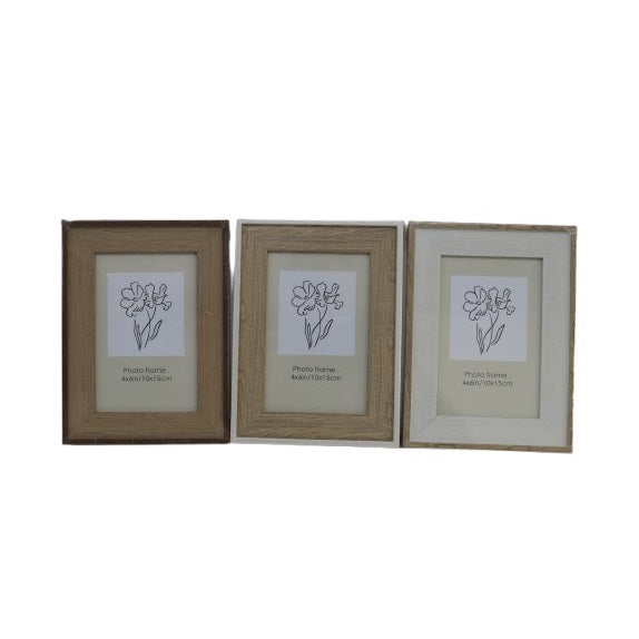 Decorative Wooden Photo Frame Assorted Colours 4-Inch x 6-Inch FL2200380 | Rustic and Neutral Colour Options | Ideal for Home-Office and Gift Use