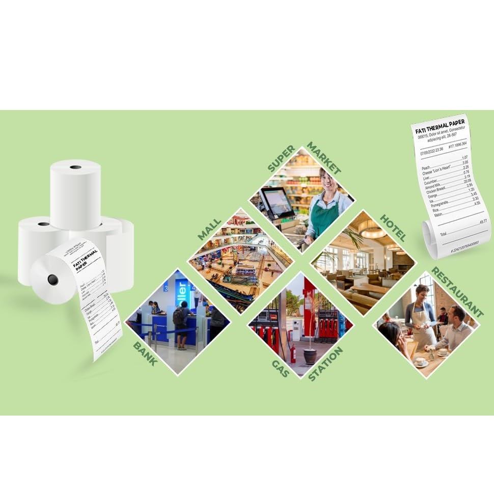 Thermal Receipt Till Rolls White 57mm x 40mm Pack of 5 SA017 | Long-Lasting POS Printer Paper | For Cash Register-POS and More