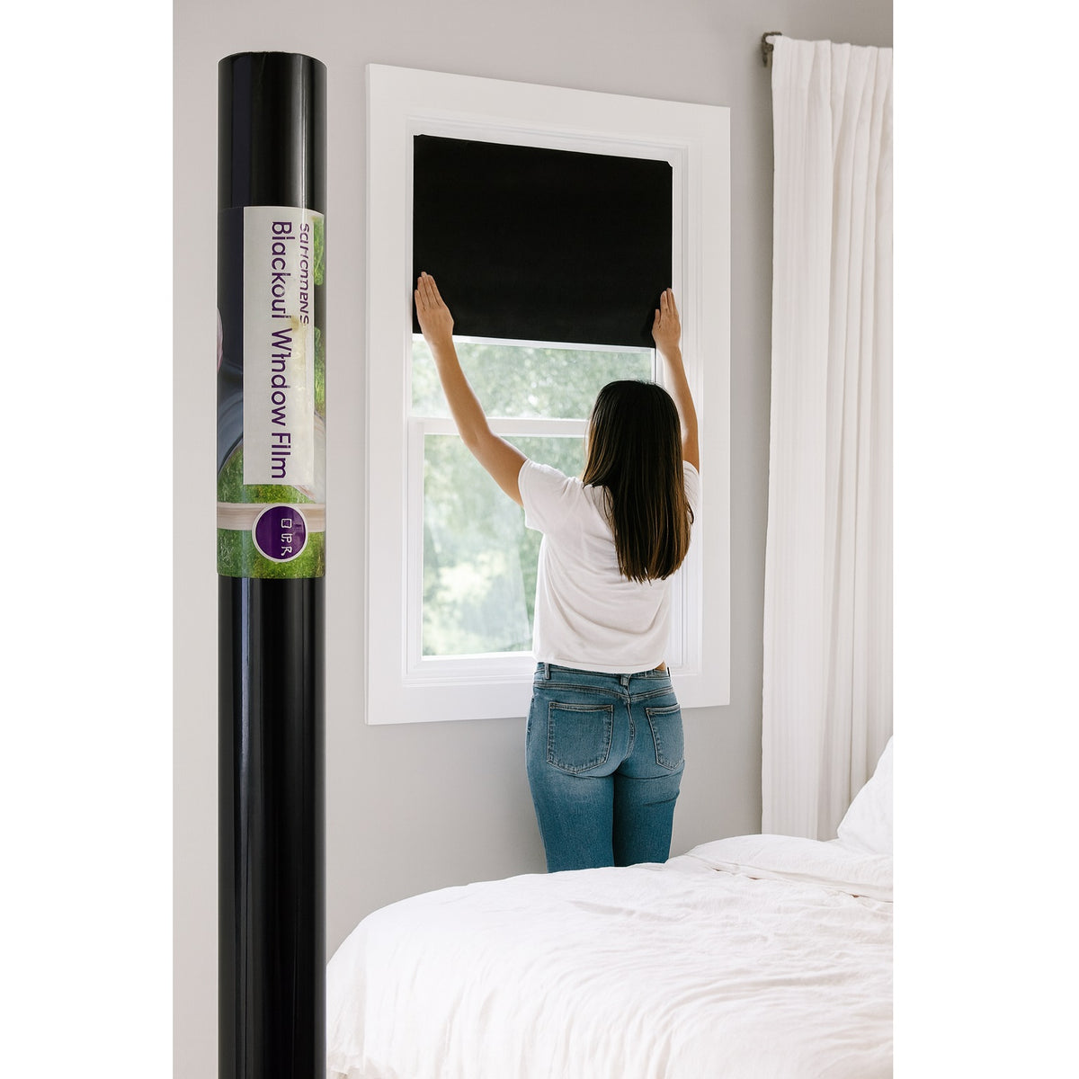 Adorn Self Adhesive Blackout Window Film Black 45cm x 1.5Mtr AW004D