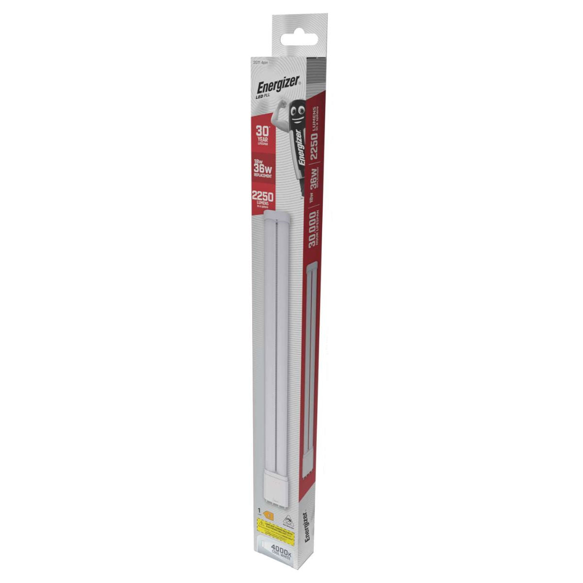 Energizer 2G11 4Pin LED PLL White 417mm x 44mm S30429 | 18W | 36W Replacement | 4000K Cool White | 2250 Lumens | 30-Year Lifespan | Non-Dimmable | 30000Hr Lifespan | Mercury Free | Energy Rating E | CRI-80